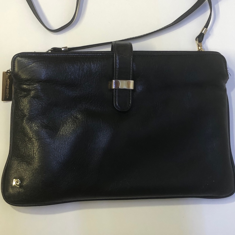 Classic Pierre Cardin black leather shoulder bag